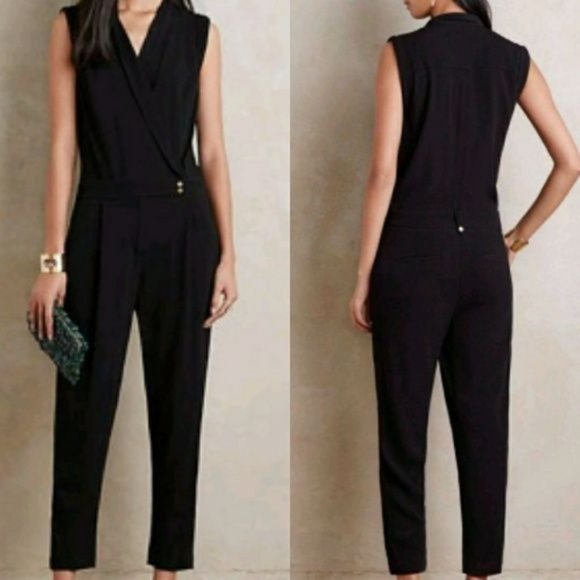 Anthropologie Pants - Anthropologie Elevenses Chanteuse Jumpsuit Black 8